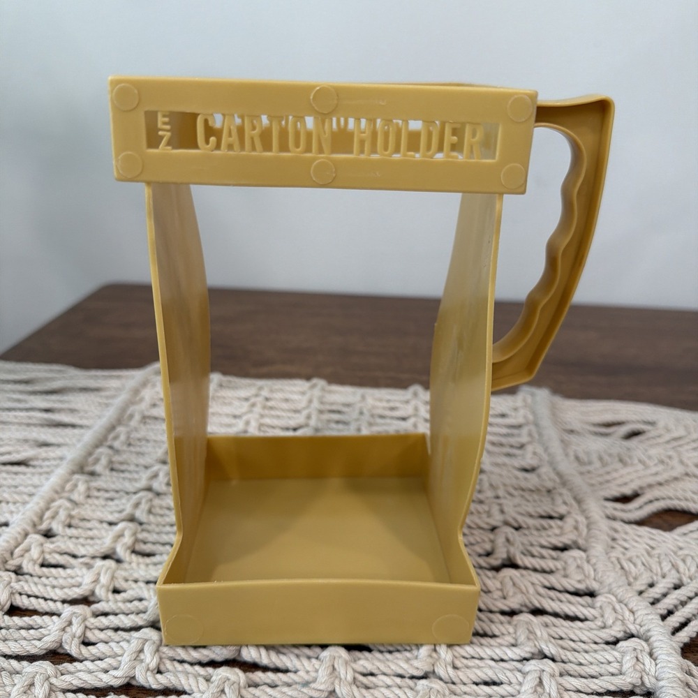 EZ Carton Holder Harvest Gold Plastics Half Gallon Carton Milk Juice Caddy VGC